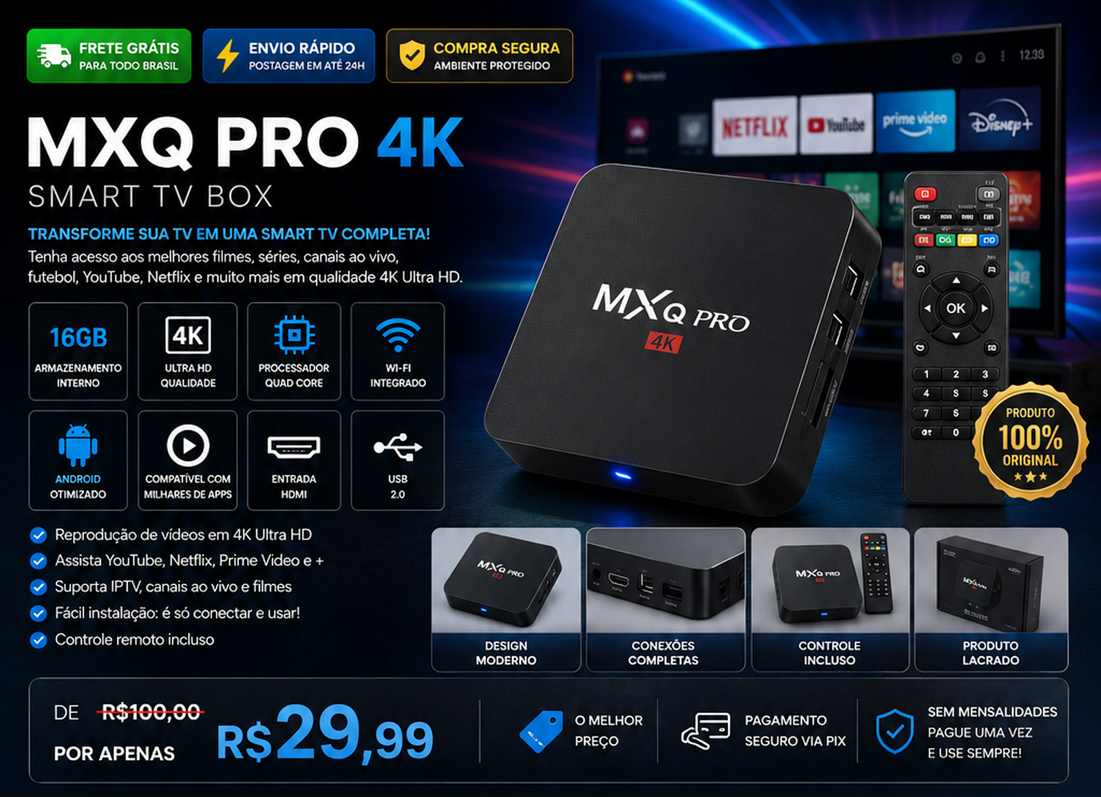 MXQ Pro 4K Smart TV Box oferta